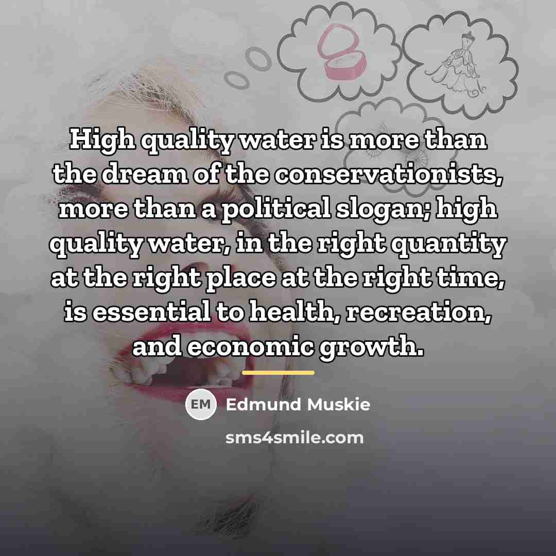 “High quality water is more than the dream of the…” quote by Edmund Muskie