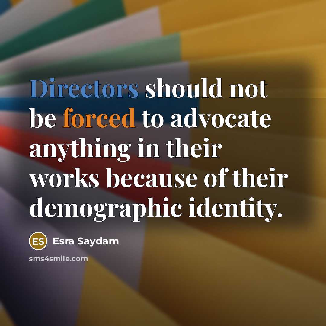“Directors should not be forced to advocate anything in their works because of their demographic identity.” quote by Esra Saydam