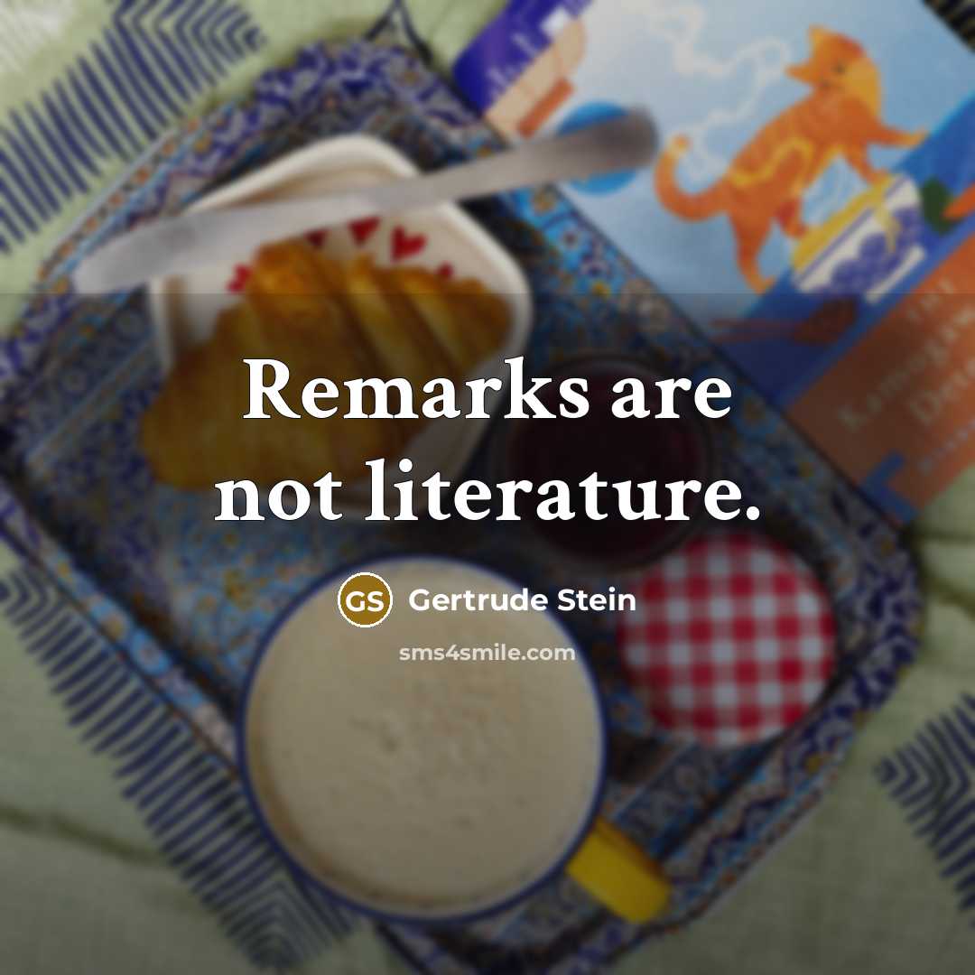 “Remarks are not literature.…” quote by Gertrude Stein