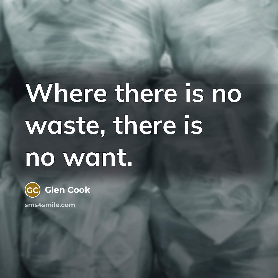 “Where there is no waste, there is no want.…” quote by Glen Cook
