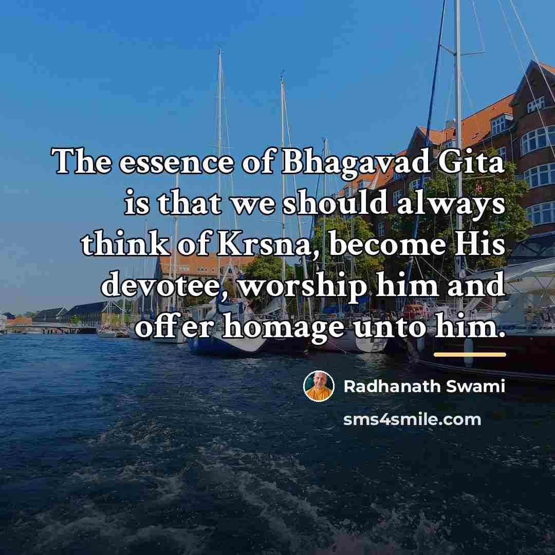 “The essence of Bhagavad Gita is that we should always…” quote by Radhanath Swami