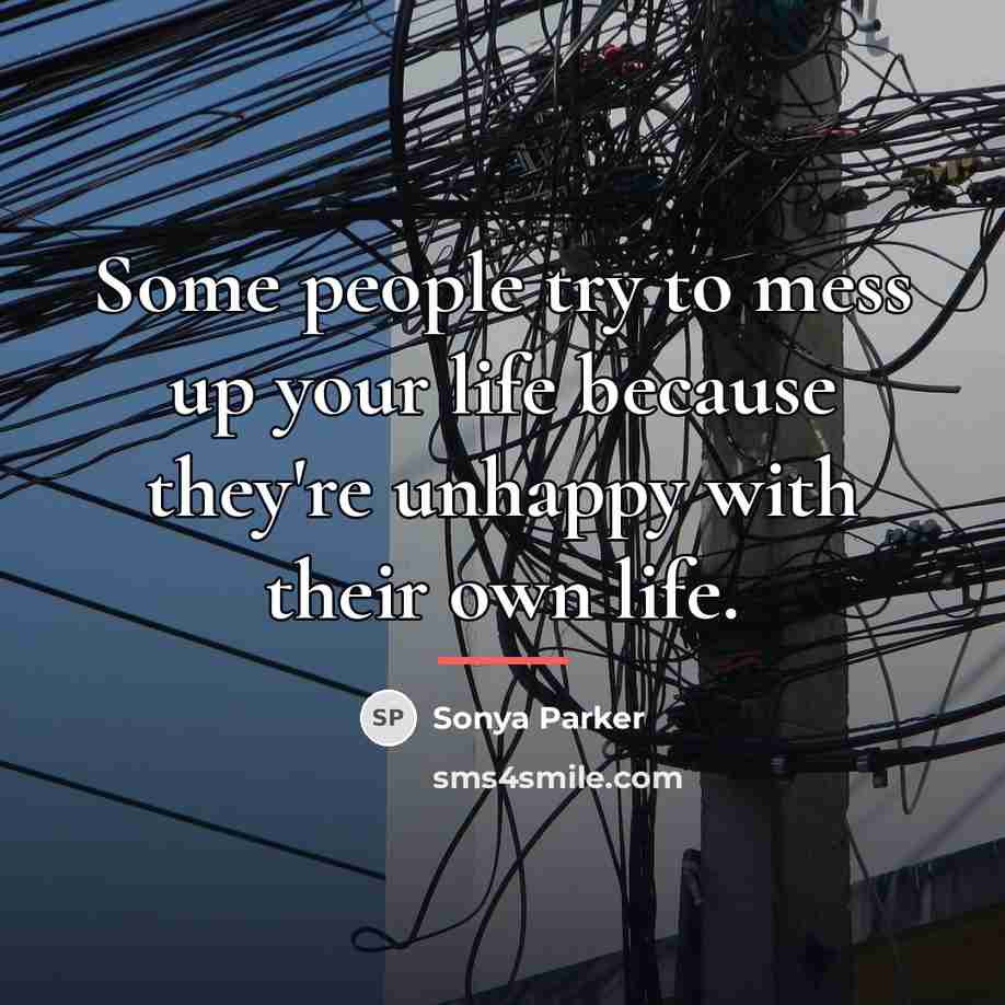 “Some people try to mess up your life because they're…” quote by Sonya Parker
