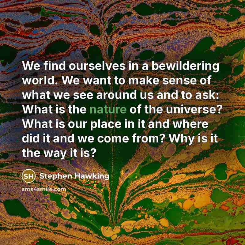 “We find ourselves in a bewildering world. We want to…” quote by Stephen Hawking