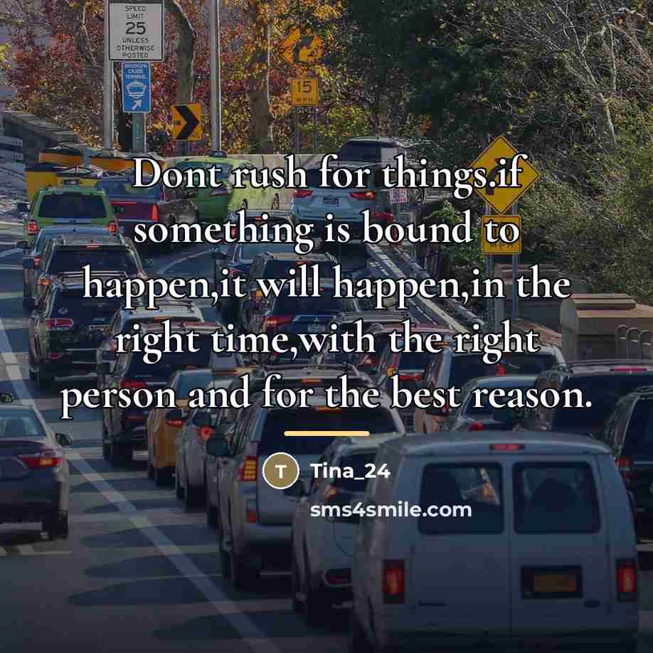 “Dont rush for things.if something is bound to happen,it will…” quote by Tina_24