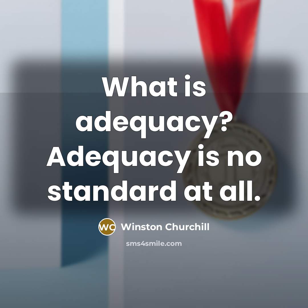 “What is adequacy? Adequacy is no standard at all.…” quote by Winston Churchill
