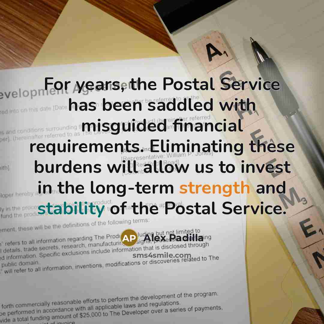“For years, the Postal Service has been saddled with misguided…” quote by Alex Padilla
