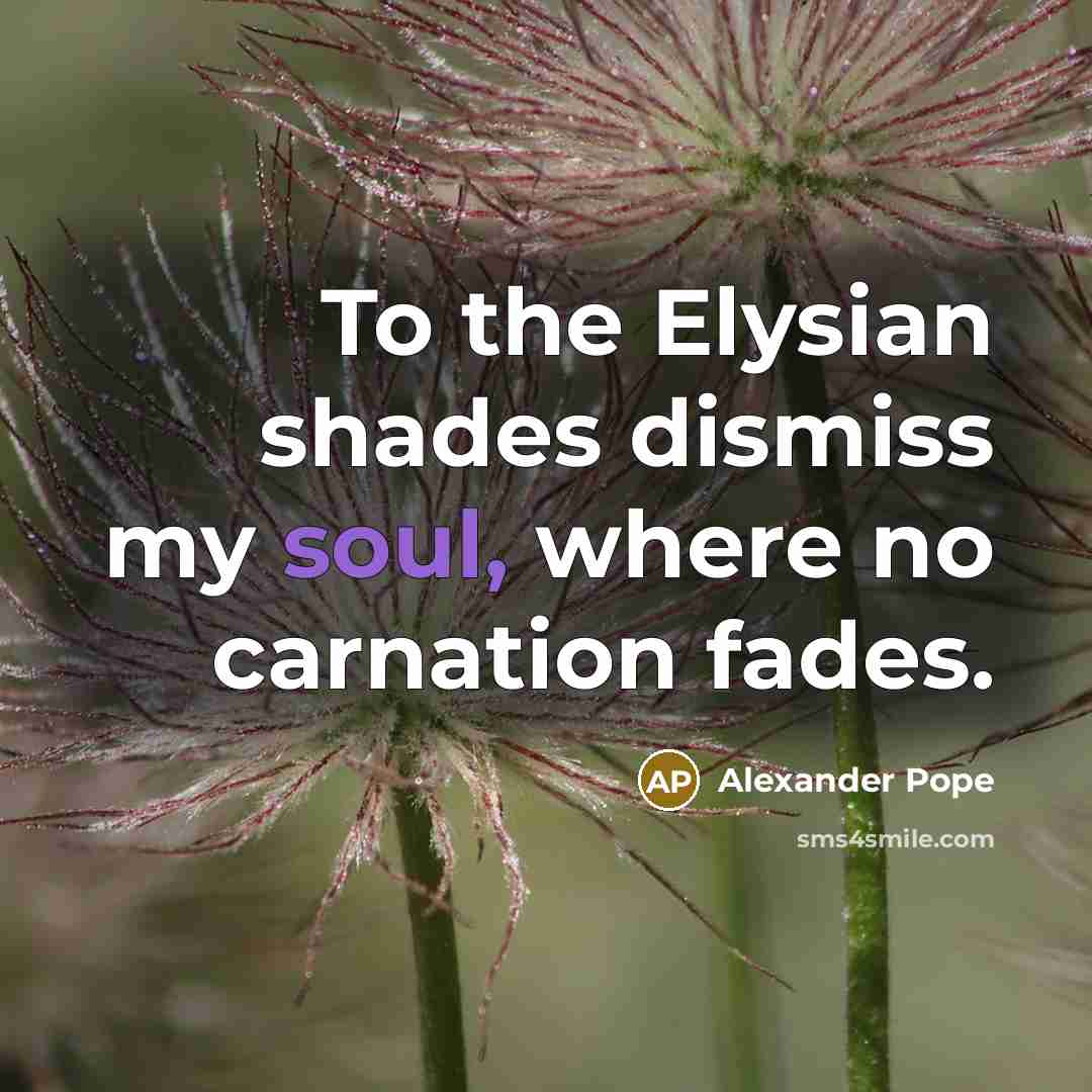“To the Elysian shades dismiss my soul, where no carnation…” quote by Alexander Pope