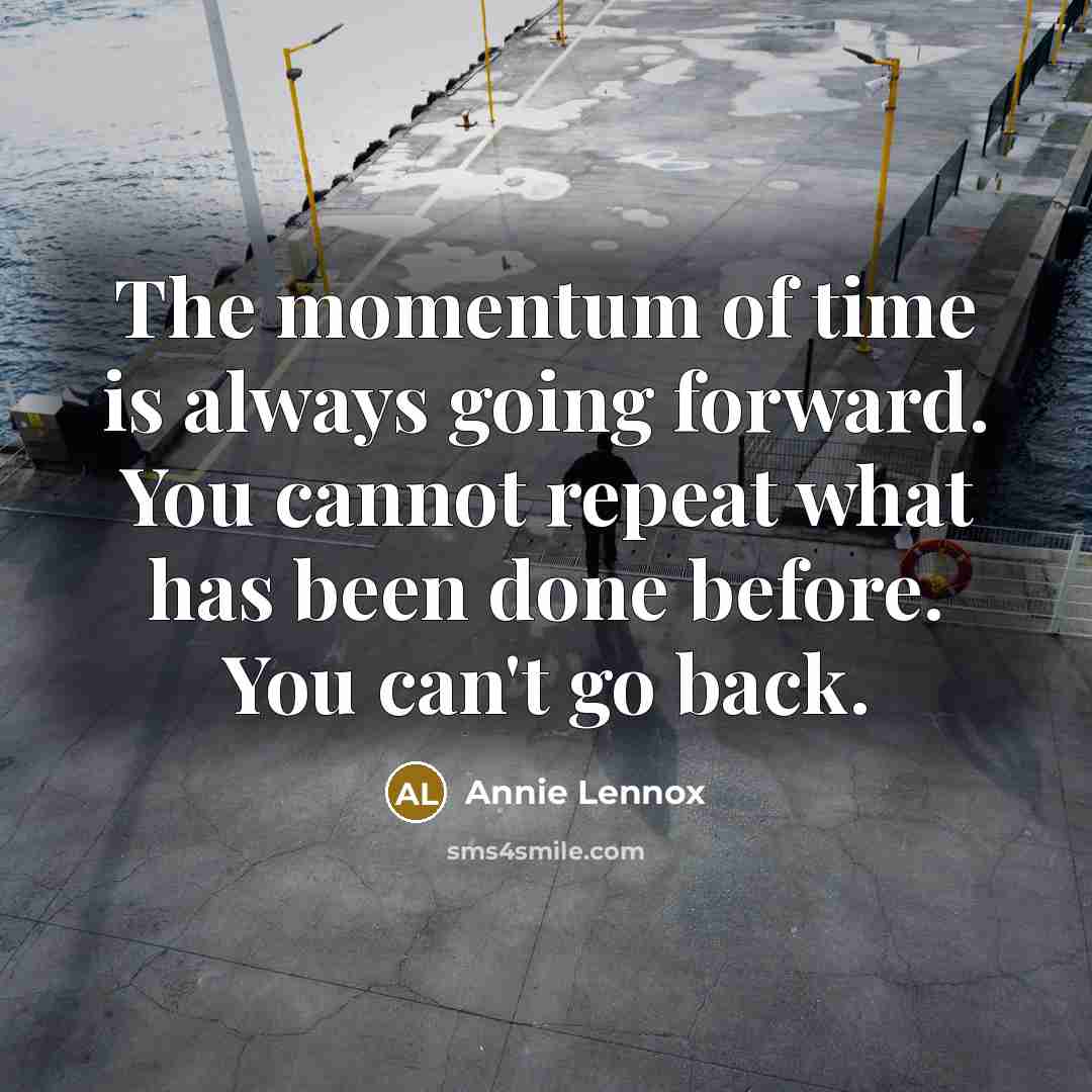 “The momentum of time is always going forward. You cannot…” quote by Annie Lennox