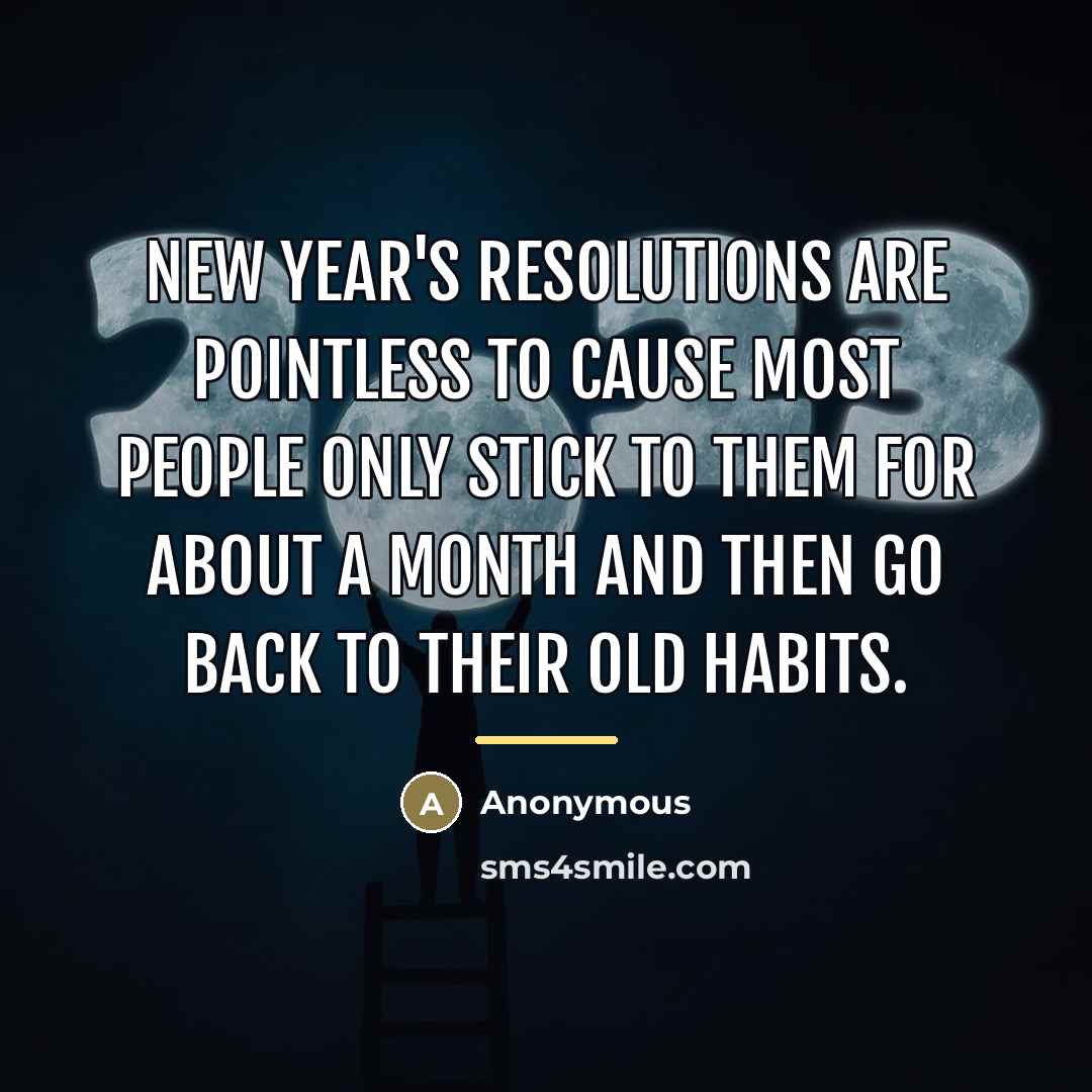 “New Year's resolutions are pointless to cause most people only…” quote by Anonymous
