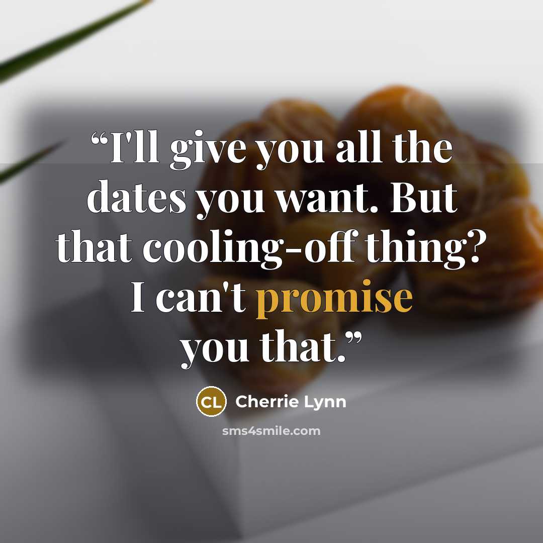 “I'll give you all the dates you want. But that cooling-off thing? I can't promise you that.” quote by Cherrie Lynn