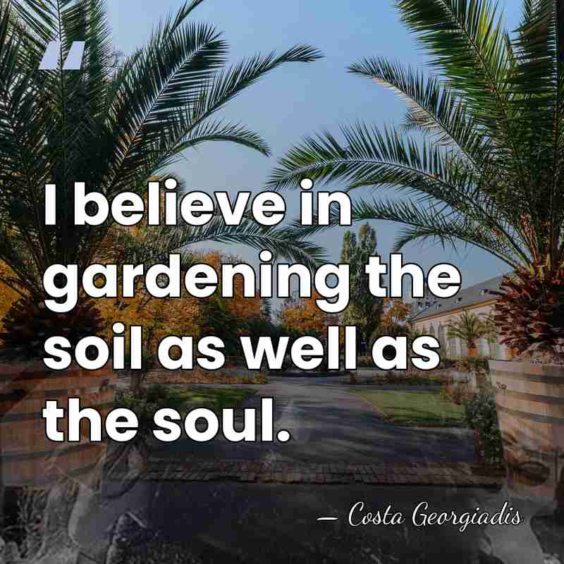 I believe in gardening the soil as well as the soul. - Costa Georgiadis
