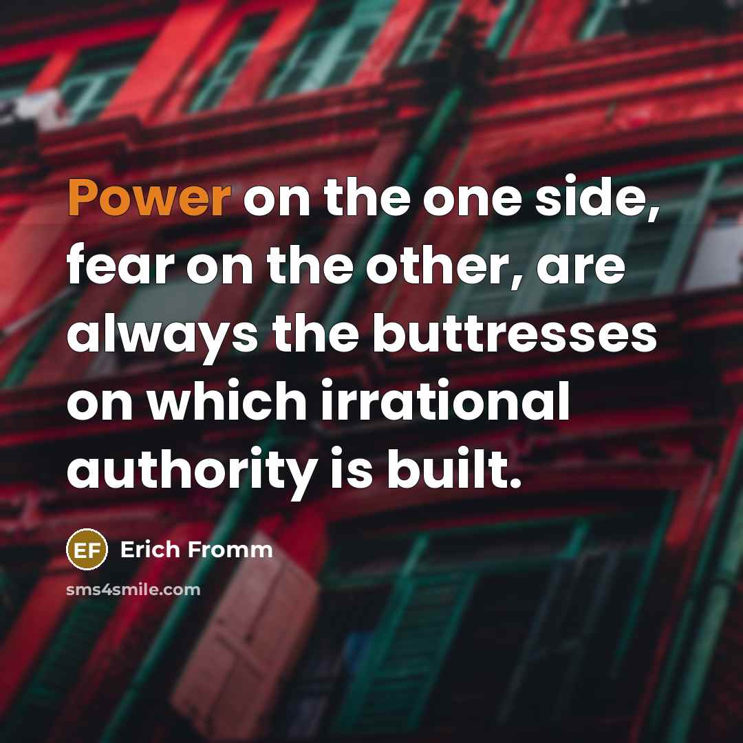 “Power on the one side, fear on the other, are…” quote by Erich Fromm