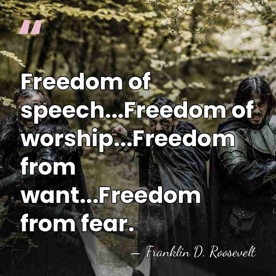 Freedom of speech...Freedom of worship...Freedom from want...Freedom from fear. - Franklin D. Roosevelt