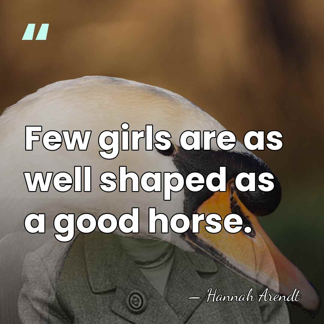 Few girls are as well shaped as a good horse. - Hannah Arendt