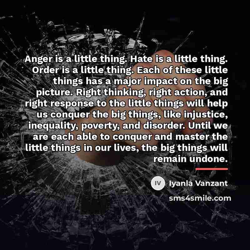 “Anger is a little thing. Hate is a little thing.…” quote by Iyanla Vanzant