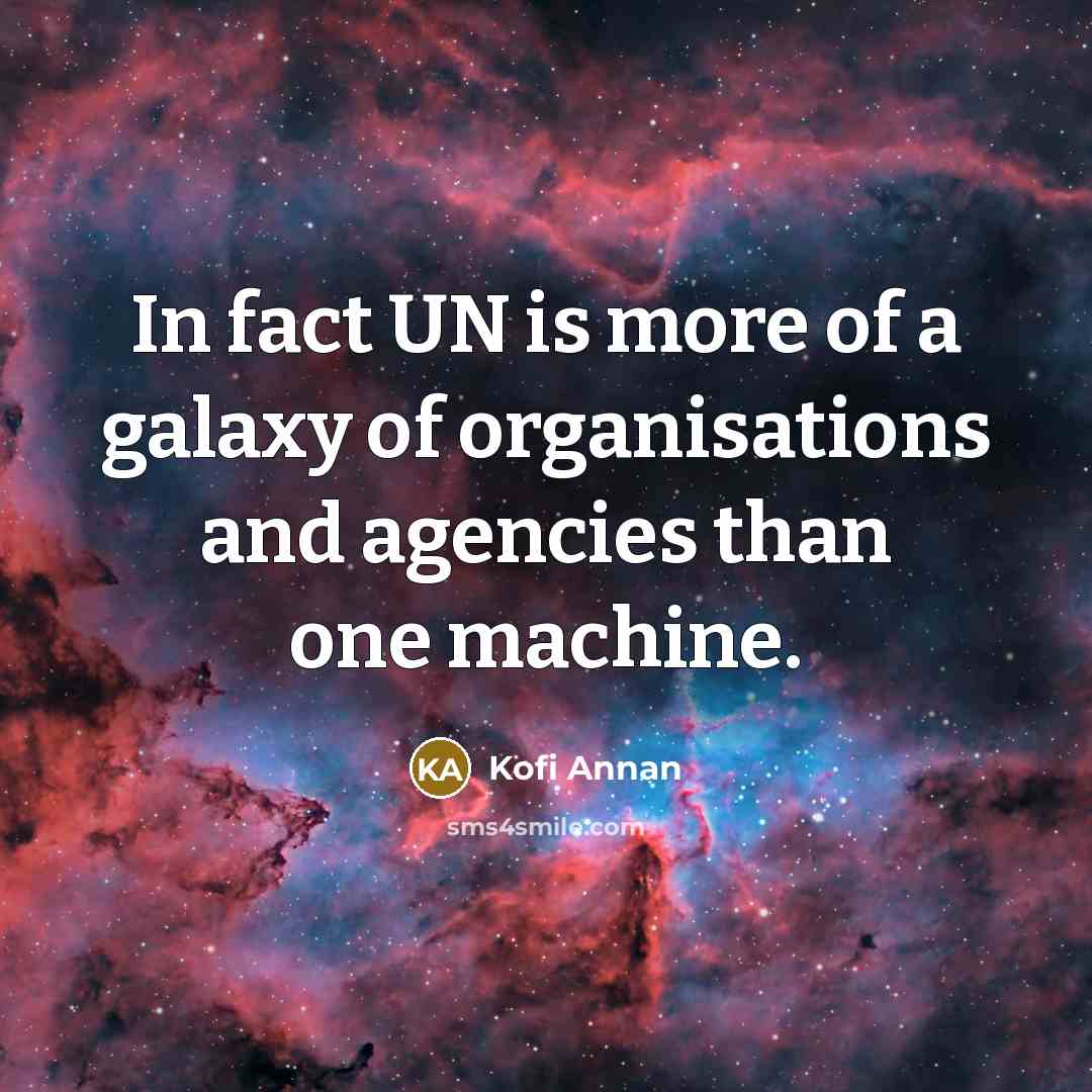 “In fact UN is more of a galaxy of organisations and agencies than one machine.” quote by Kofi Annan