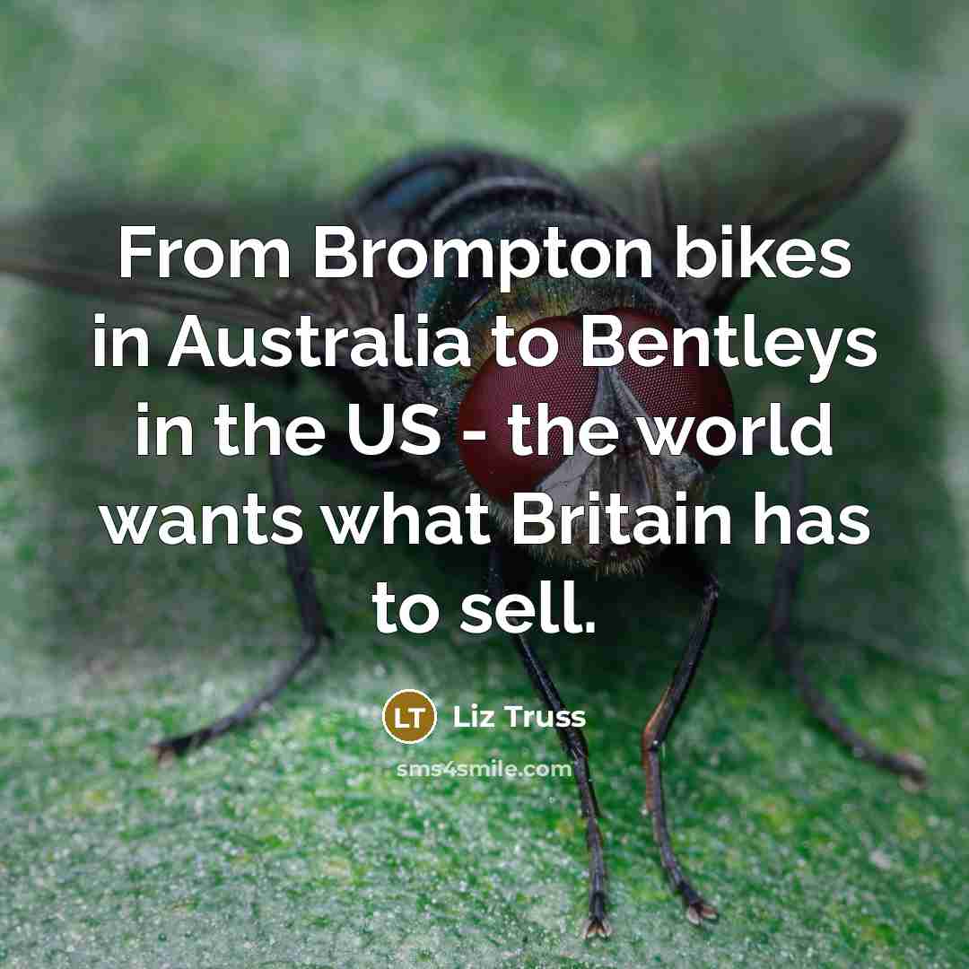 “From Brompton bikes in Australia to Bentleys in the US…” quote by Liz Truss