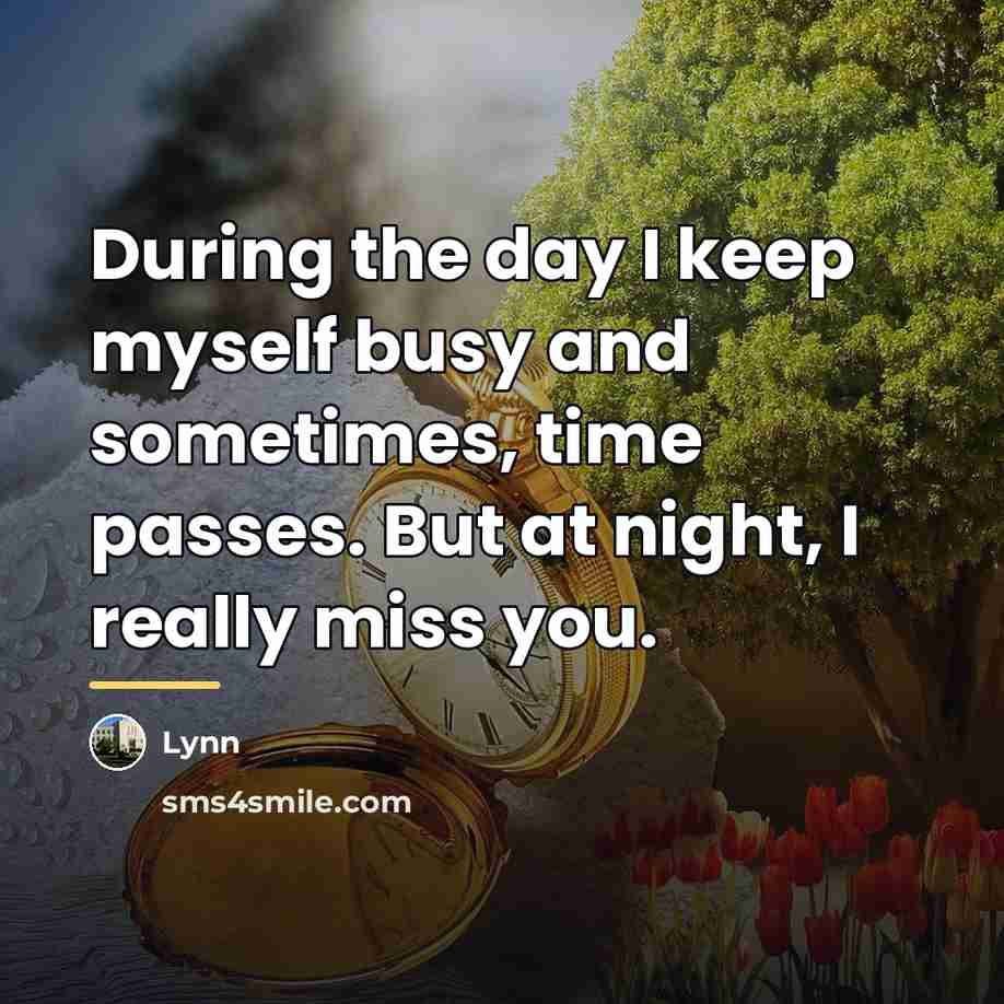 “During the day I keep myself busy and sometimes, time…” quote by Lynn