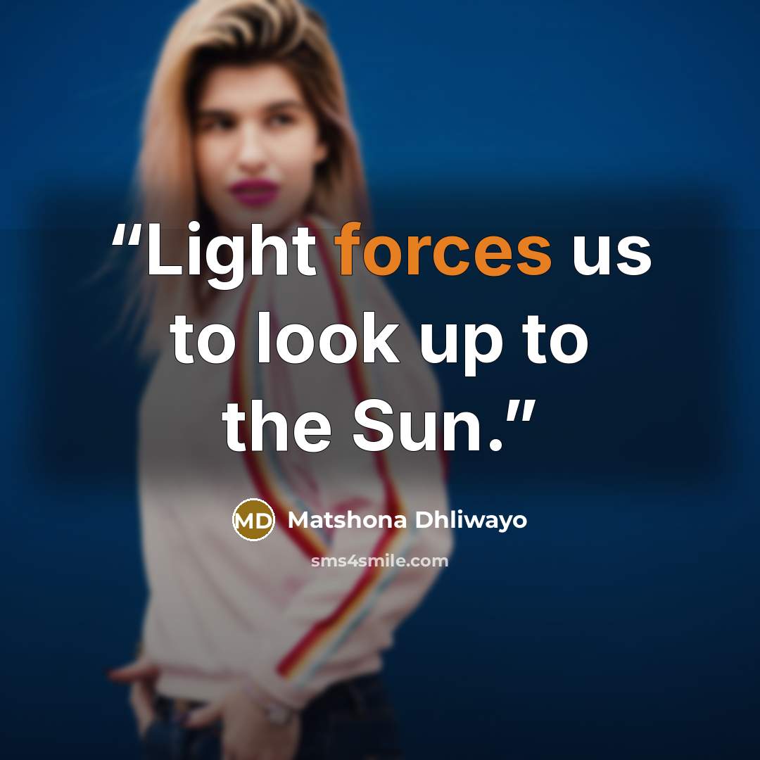 “Light forces us to look up to the Sun.” quote by Matshona Dhliwayo