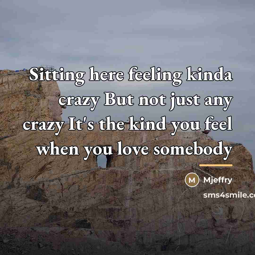“Sitting here feeling kinda crazy But not just any crazy…” quote by Mjeffry
