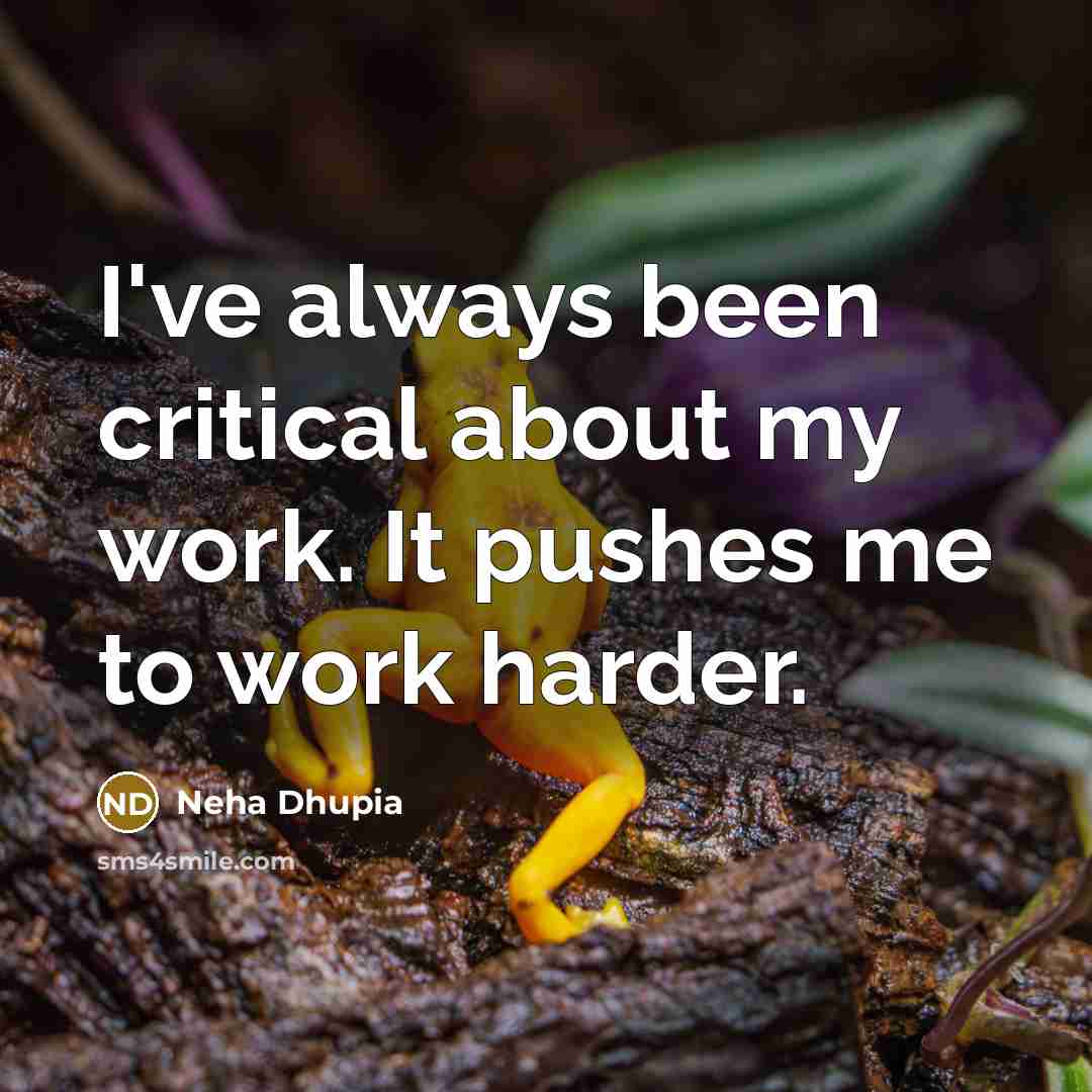 “I've always been critical about my work. It pushes me…” quote by Neha Dhupia