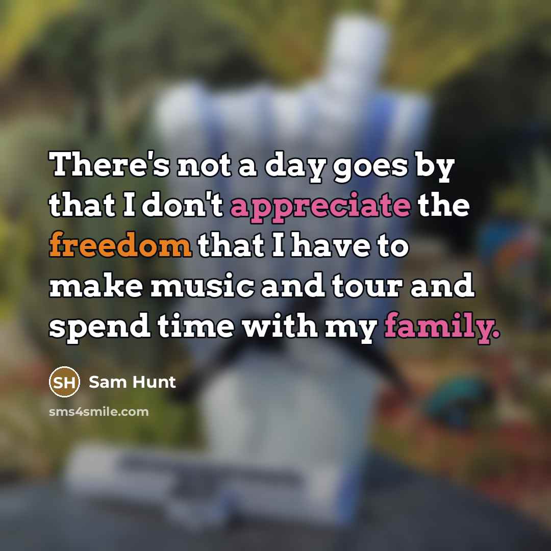 “There's not a day goes by that I don't appreciate…” quote by Sam Hunt