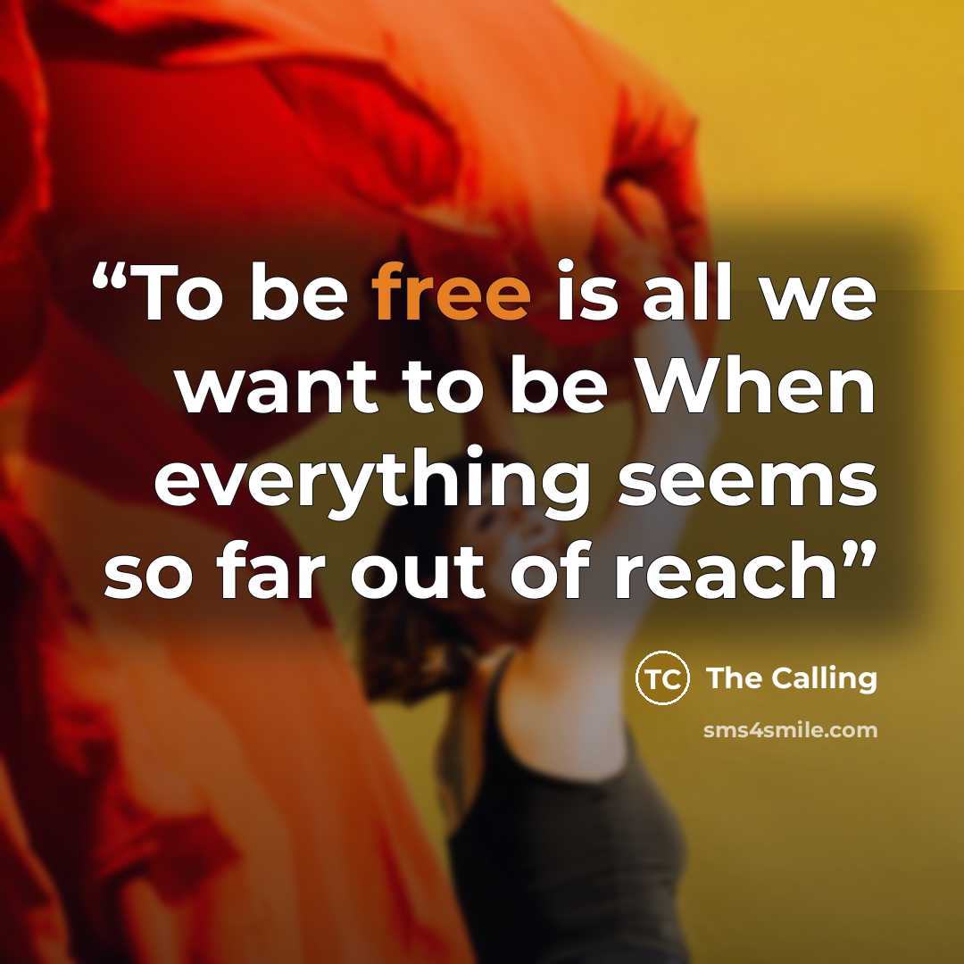 “To be free is all we want to be When everything seems so far out of reach” quote by The Calling