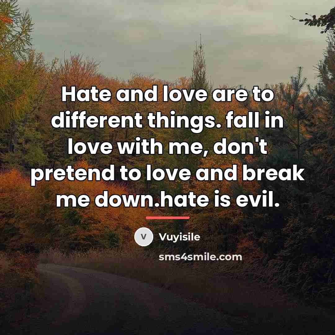 “Hate and love are to different things. fall in love…” quote by Vuyisile