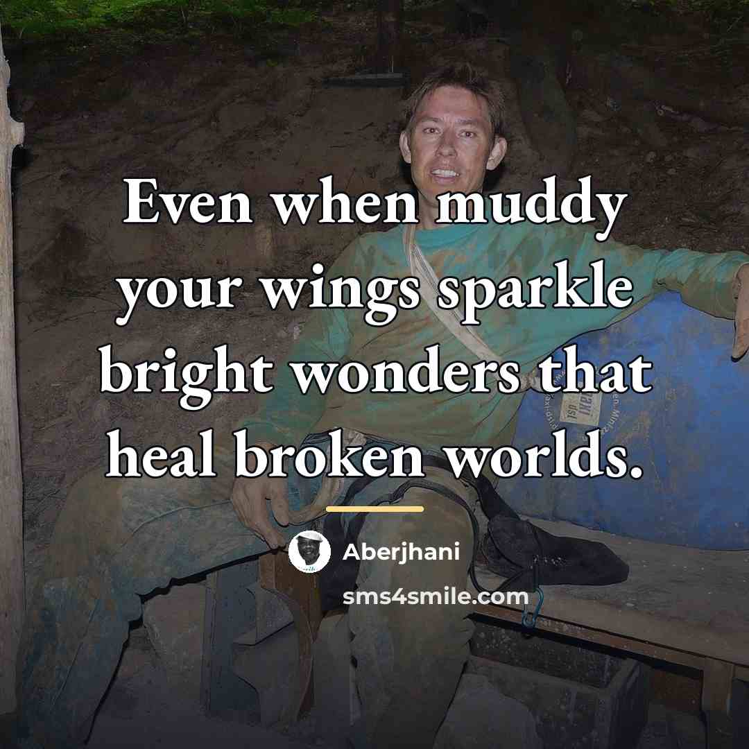 “Even when muddy your wings sparkle bright wonders that heal…” quote by Aberjhani