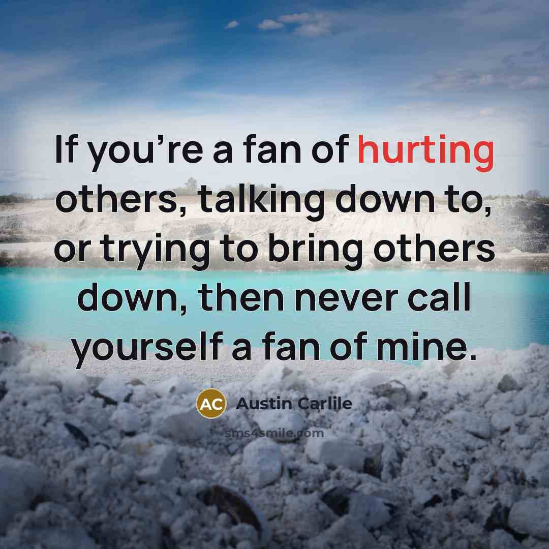 “If you're a fan of hurting others, talking down to,…” quote by Austin Carlile