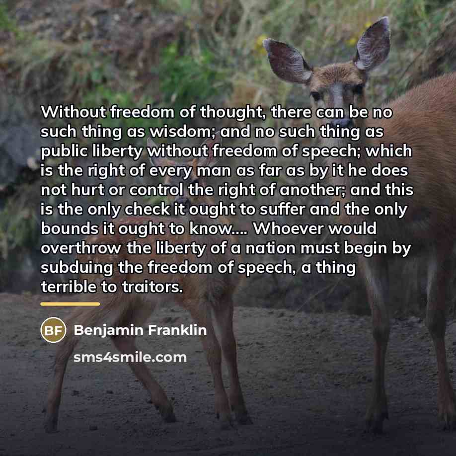 “Without freedom of thought, there can be no such thing…” quote by Benjamin Franklin
