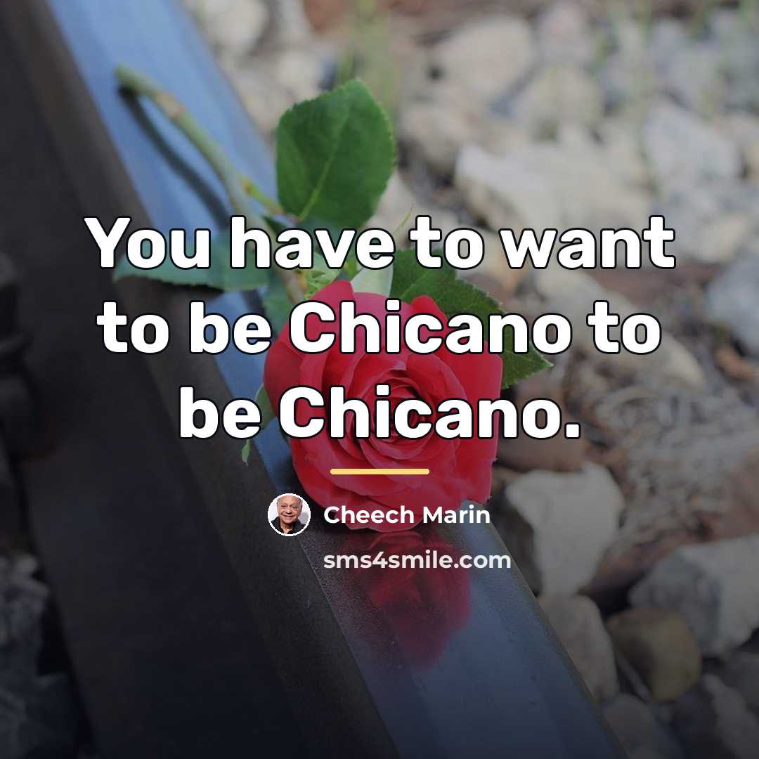 “You have to want to be Chicano to be Chicano.…” quote by Cheech Marin