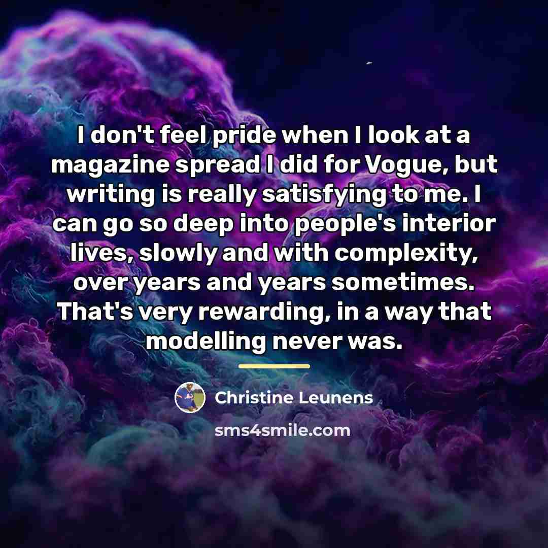 “I don't feel pride when I look at a magazine…” quote by Christine Leunens