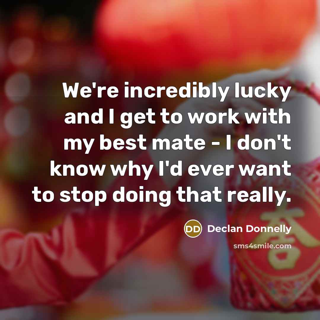 “We're incredibly lucky and I get to work with my…” quote by Declan Donnelly