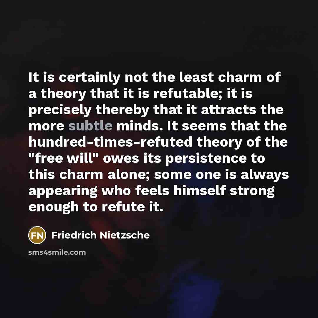 “It is certainly not the least charm of a theory…” quote by Friedrich Nietzsche