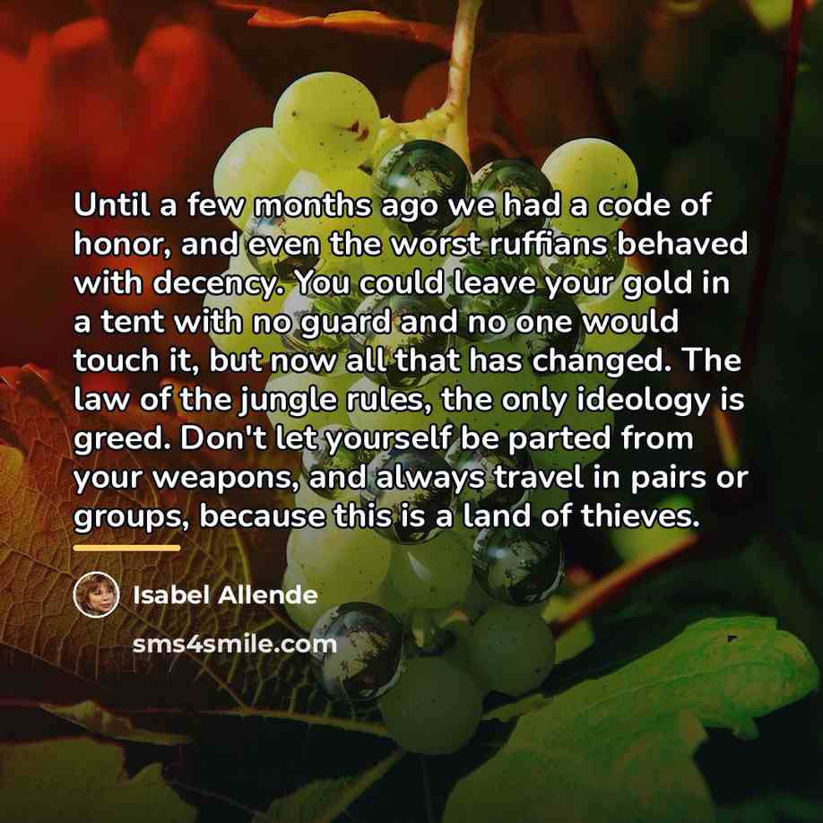 “Until a few months ago we had a code of…” quote by Isabel Allende