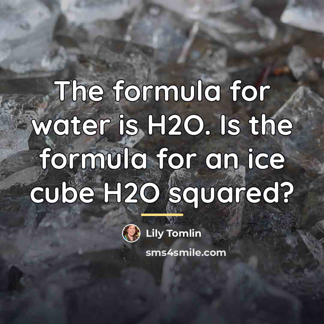 “The formula for water is H2O. Is the formula for…” quote by Lily Tomlin