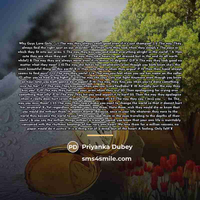“Why Guys Love Girls :- ¡ 1. The way they…” quote by Priyanka Dubey