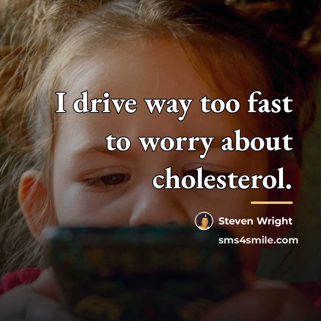 “I drive way too fast to worry about cholesterol.…” quote by Steven Wright