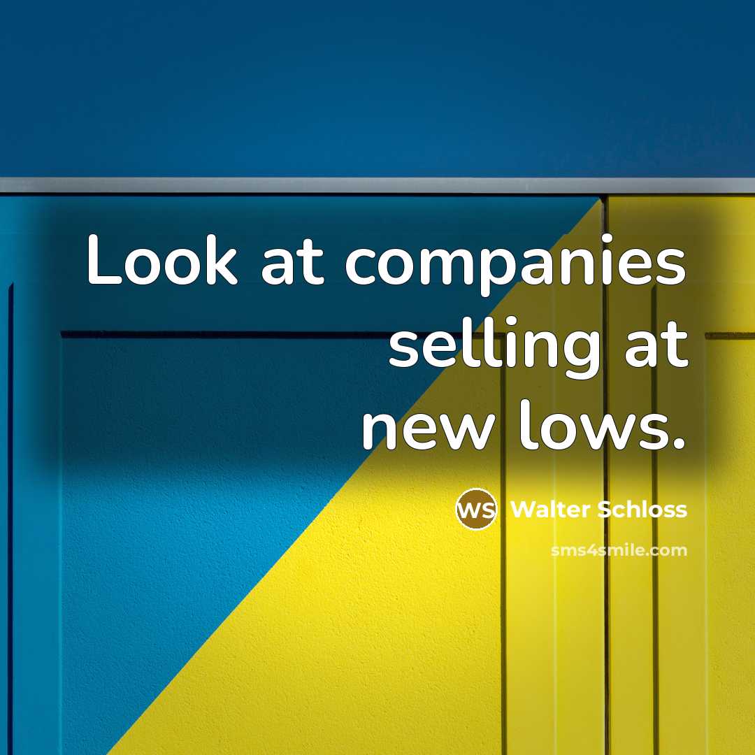 “Look at companies selling at new lows.…” quote by Walter Schloss