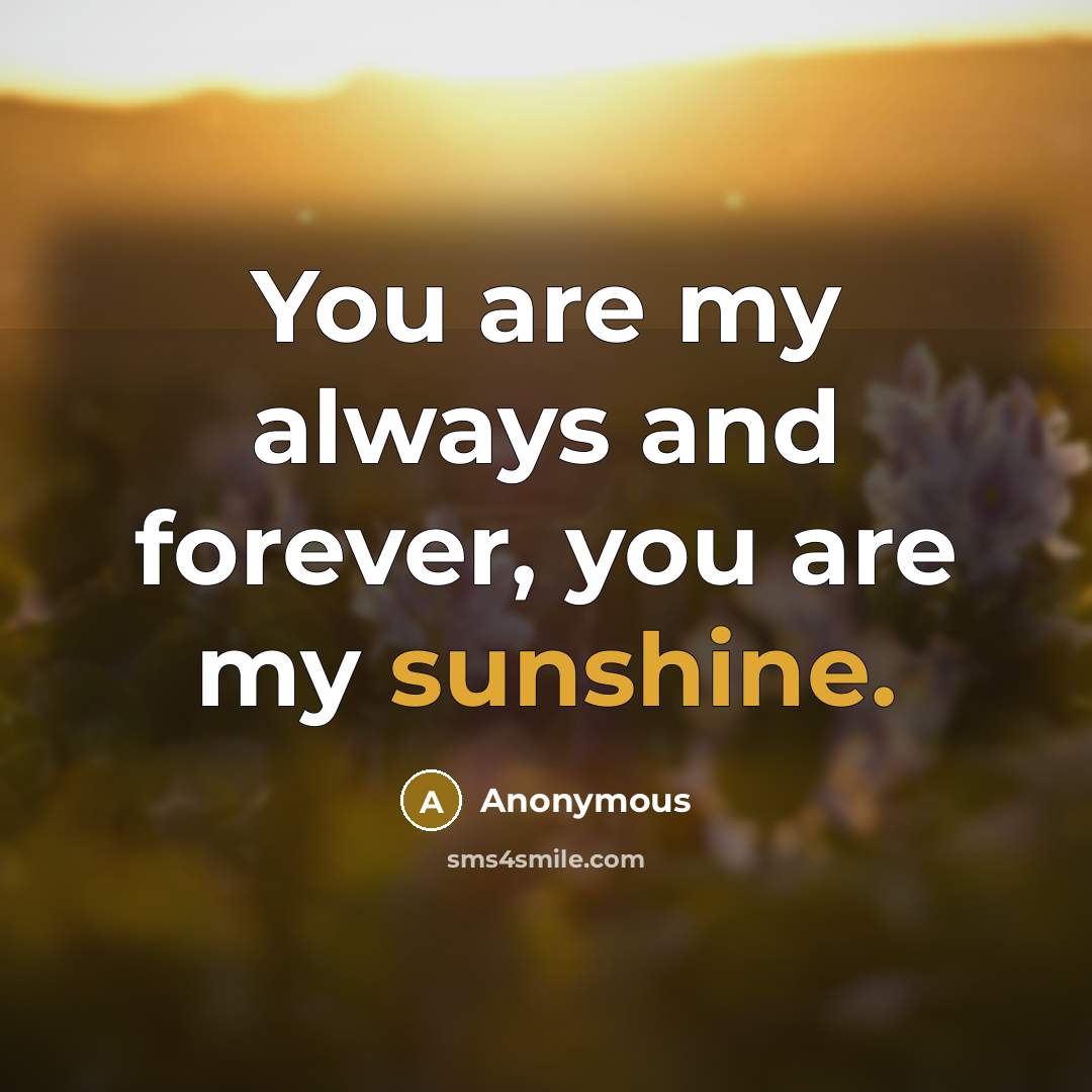 “You are my always and forever, you are my sunshine.…” quote by Anonymous