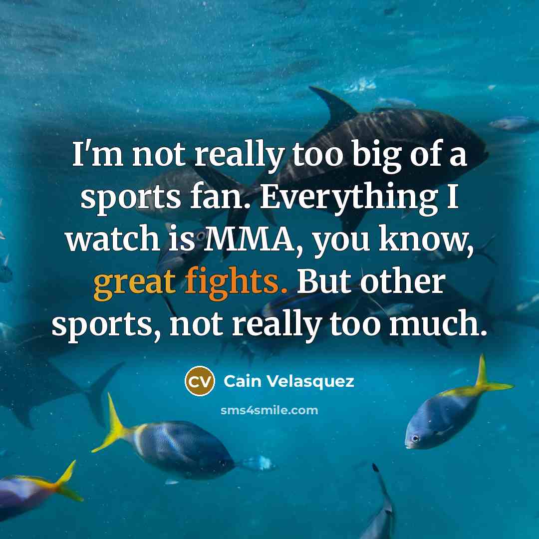“I'm not really too big of a sports fan. Everything…” quote by Cain Velasquez