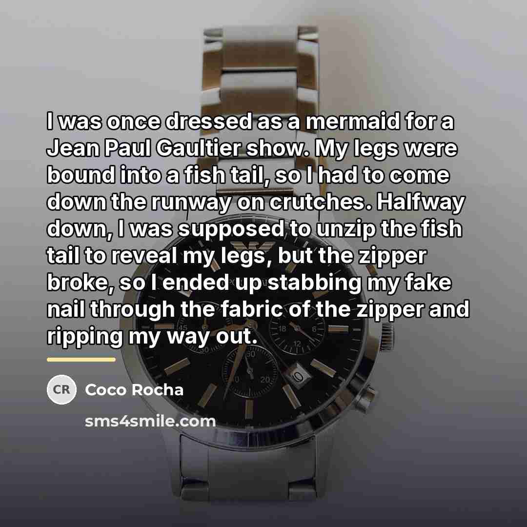 “I was once dressed as a mermaid for a Jean…” quote by Coco Rocha