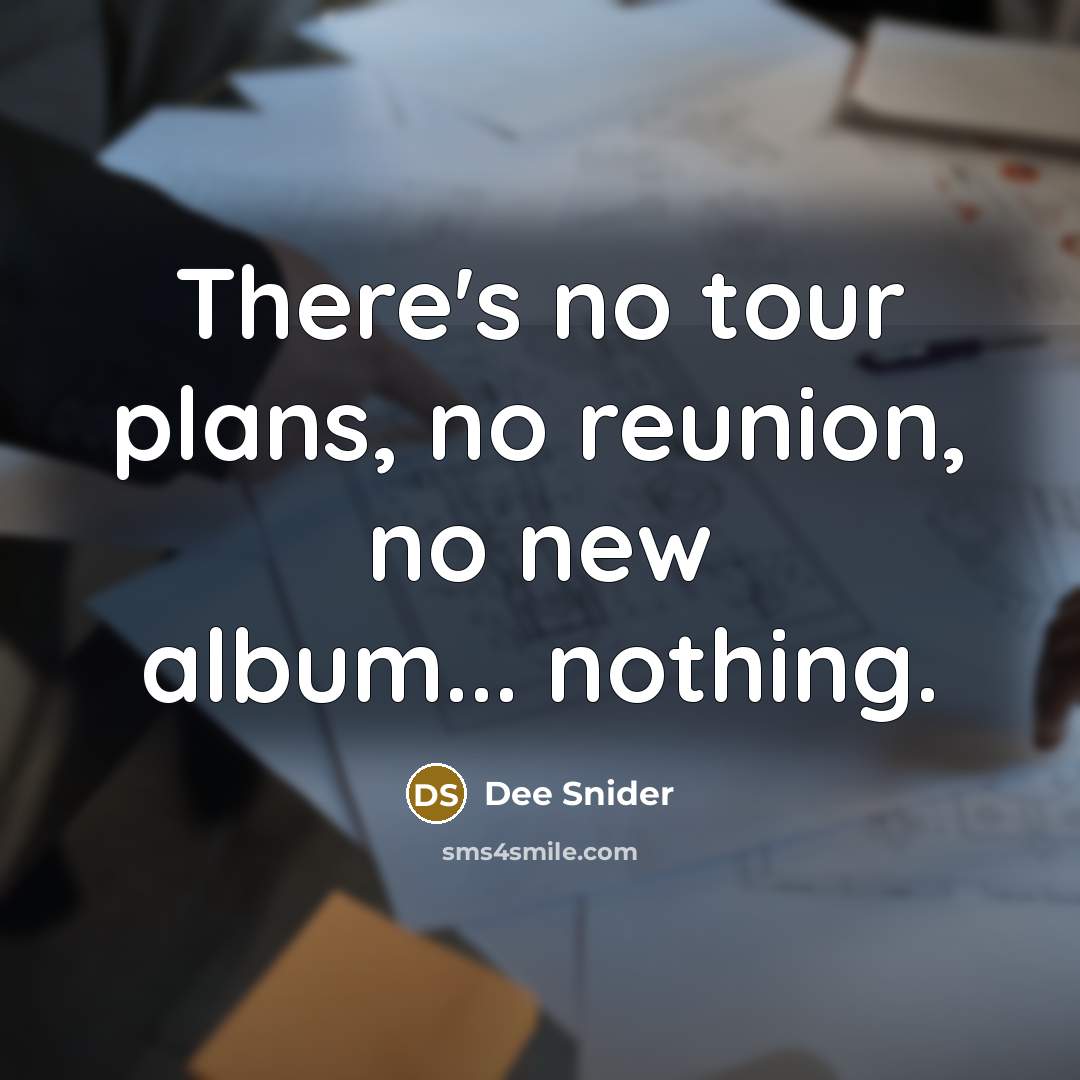 “There's no tour plans, no reunion, no new album... nothing.…” quote by Dee Snider