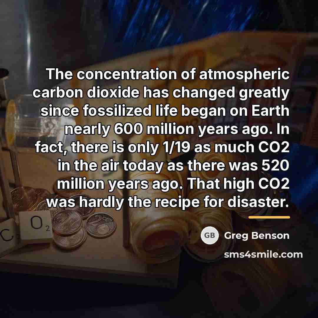 “The concentration of atmospheric carbon dioxide has changed greatly since…” quote by Greg Benson