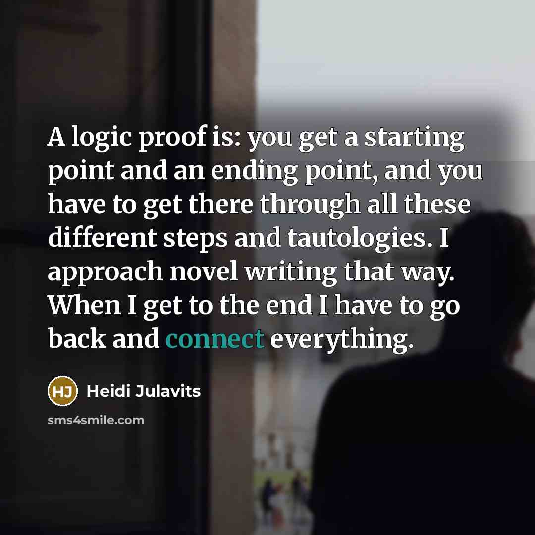 “A logic proof is: you get a starting point and…” quote by Heidi Julavits