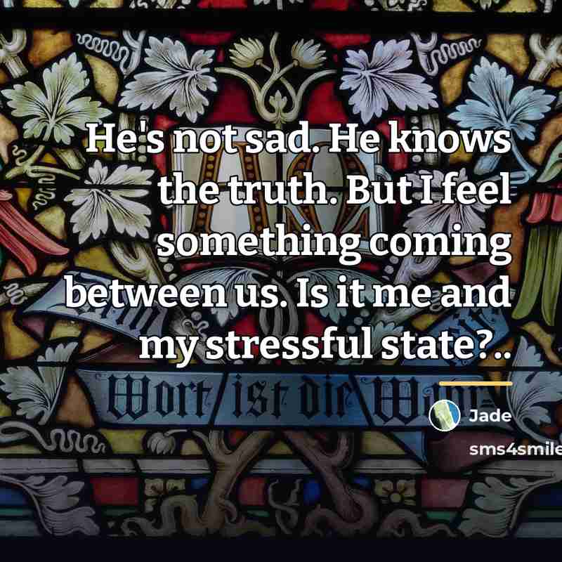 “He's not sad. He knows the truth. But I feel…” quote by Jade