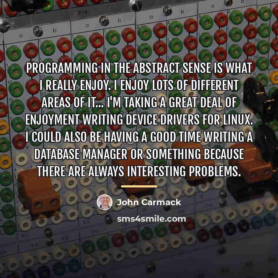 “Programming in the abstract sense is what I really enjoy.…” quote by John Carmack