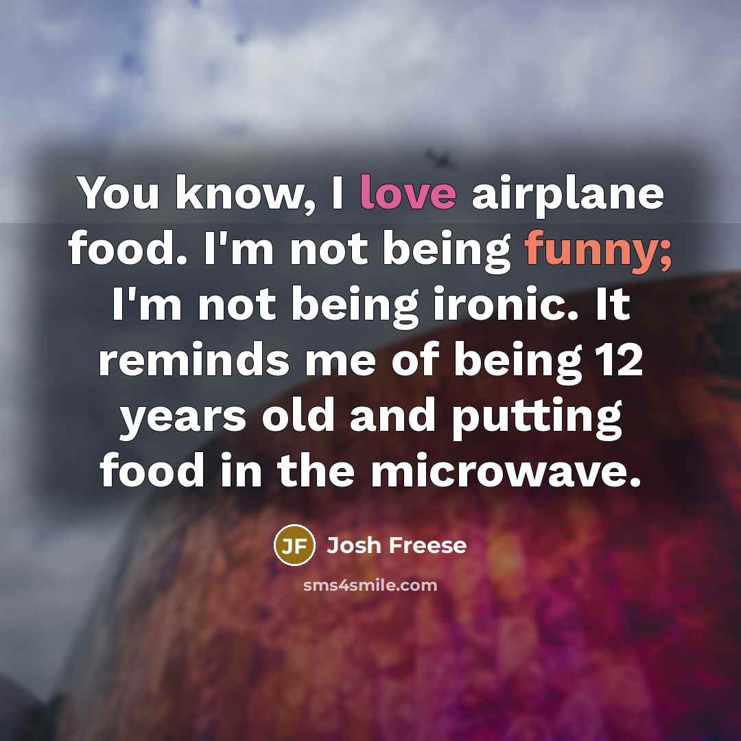 “You know, I love airplane food. I'm not being funny;…” quote by Josh Freese