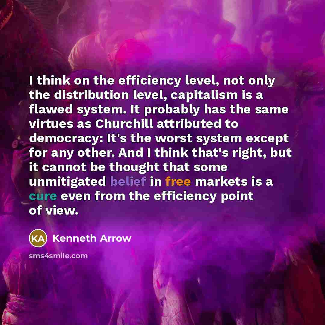 “I think on the efficiency level, not only the distribution…” quote by Kenneth Arrow